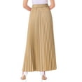thumbnail image 3 of Falda Maxi A-Line con Cintura Elástica y Pliegues INSPIRE CHIC para Mujeres XL Color Caqui, 3 of 7