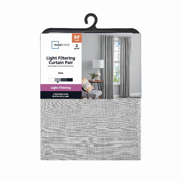 Mainstays Southport Light Filtering Rod Pocket Curtain Panel Pair