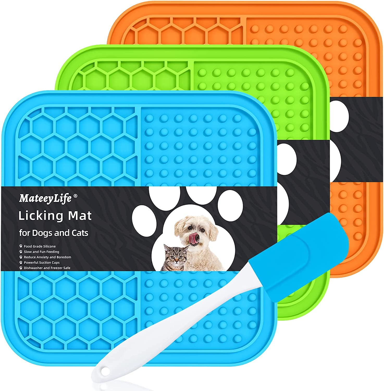 UNEEI Licking Mat for Dogs and Cats Slow Feeder, Lick Pad with Suction Cups  for Dog Anxiety Relief Boredom Reducer, Dog Treat Mat Perfect for Calming
