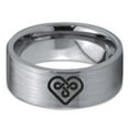 thumbnail image 2 of Tungsten Keltic Celtic Knot Heart Shape Band Ring 8mm Men Women Comfort Fit Gray Flat Cut Brushed Polished, 2 of 4