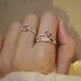 thumbnail image 2 of RSAMD Pink Zircon Heart Open Rings Trendy Sweet Cool Irregular Adjustable Finger Rijo-2, 2 of 9