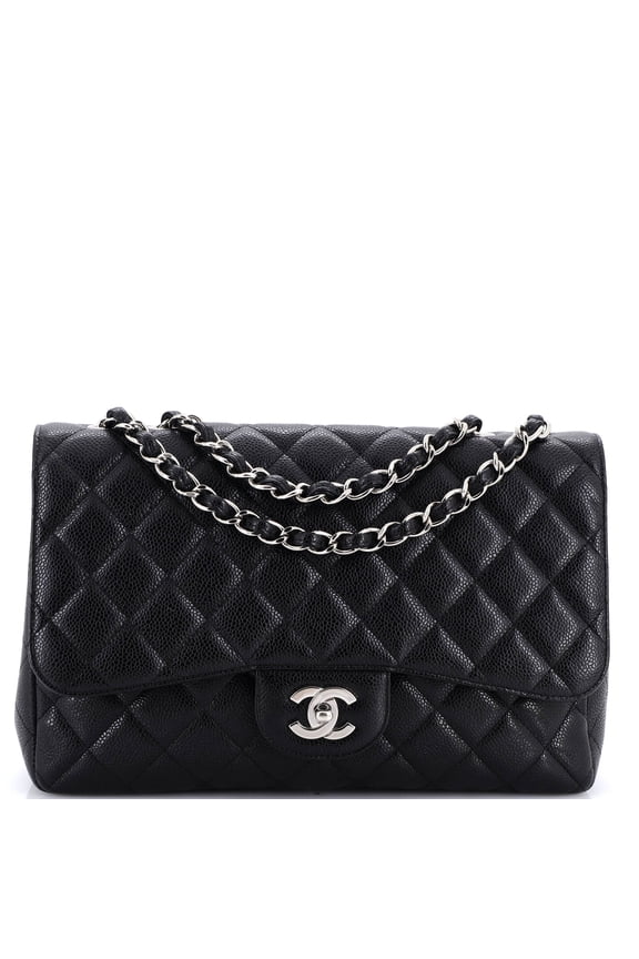 Pre-Owned Classic Single Flap Bag Quilted Caviar Jumbo By Rebag