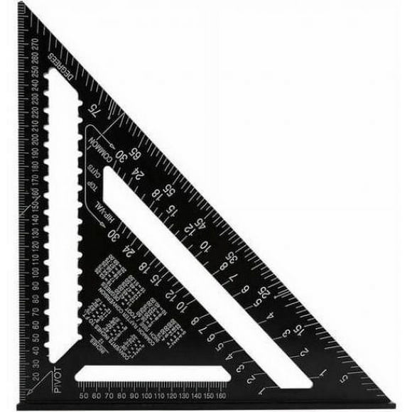 12-Inch Rafter Square Protractor, Aluminum Alloy Triangle Ruler With Black Matte Finish For Accurate Layout Measuring, Suitable For Building Projects