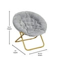 thumbnail image 4 of Emma + Oliver Oversize Faux Fur Folding Saucer Moon Chair with Ottoman for Dorm and Bedroom, Gray Faux Fur/Soft Gold Frame, 4 of 12
