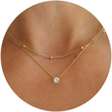 Layered Necklaces 18K Gold Filled CZ | Trendy Jewelry Gifts for Women | Diamond Necklace Design | Hypoallergenic & Durable