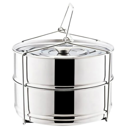 

Stainless Steel 2-Tier Steamer Stackable Steamer Insert Pans Lunch Box (One Lid)