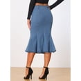thumbnail image 4 of DARING DIVA Women's Soft Elegant Washed Fishtail Casual Midi Denim Skirt XXXL Sky Blue, 4 of 6