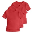 thumbnail image 1 of KyCheLot 3 Pack Ribbed Knit Tops for Girls Crew Neck Solid Color Short Sleeve T-Shirts Trendy Ruffle Trim T-Shirts, 1 of 7