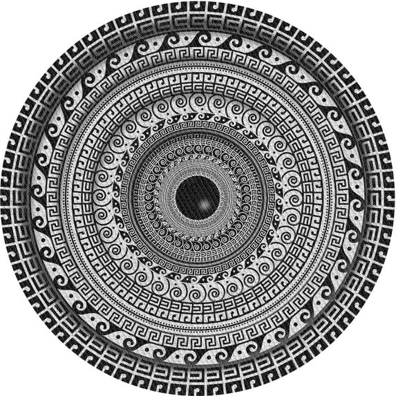 Ahgly Company Indoor Round Patterned Mid Gray Novelty Area Rugs, 7' Round