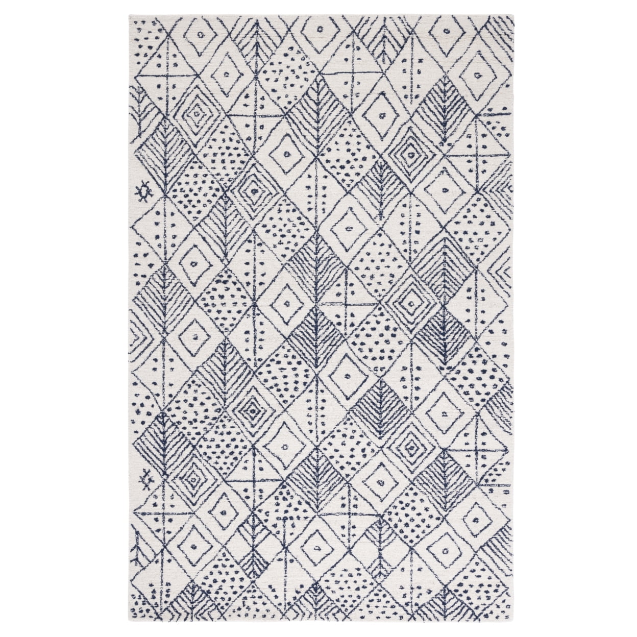 SAFAVIEH Casablanca Santana Diamond Area Rug, Ivory/Blue, 5' x 8'