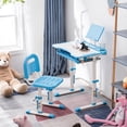 thumbnail image 2 of Multifunctional Kids Desk and Chair Set, Steel Frame Student Desk, Height Adjustable Children School Study Desk with Tilt Desktop, Metal Hook and Storage Drawer for Boys Girls, 2 of 9