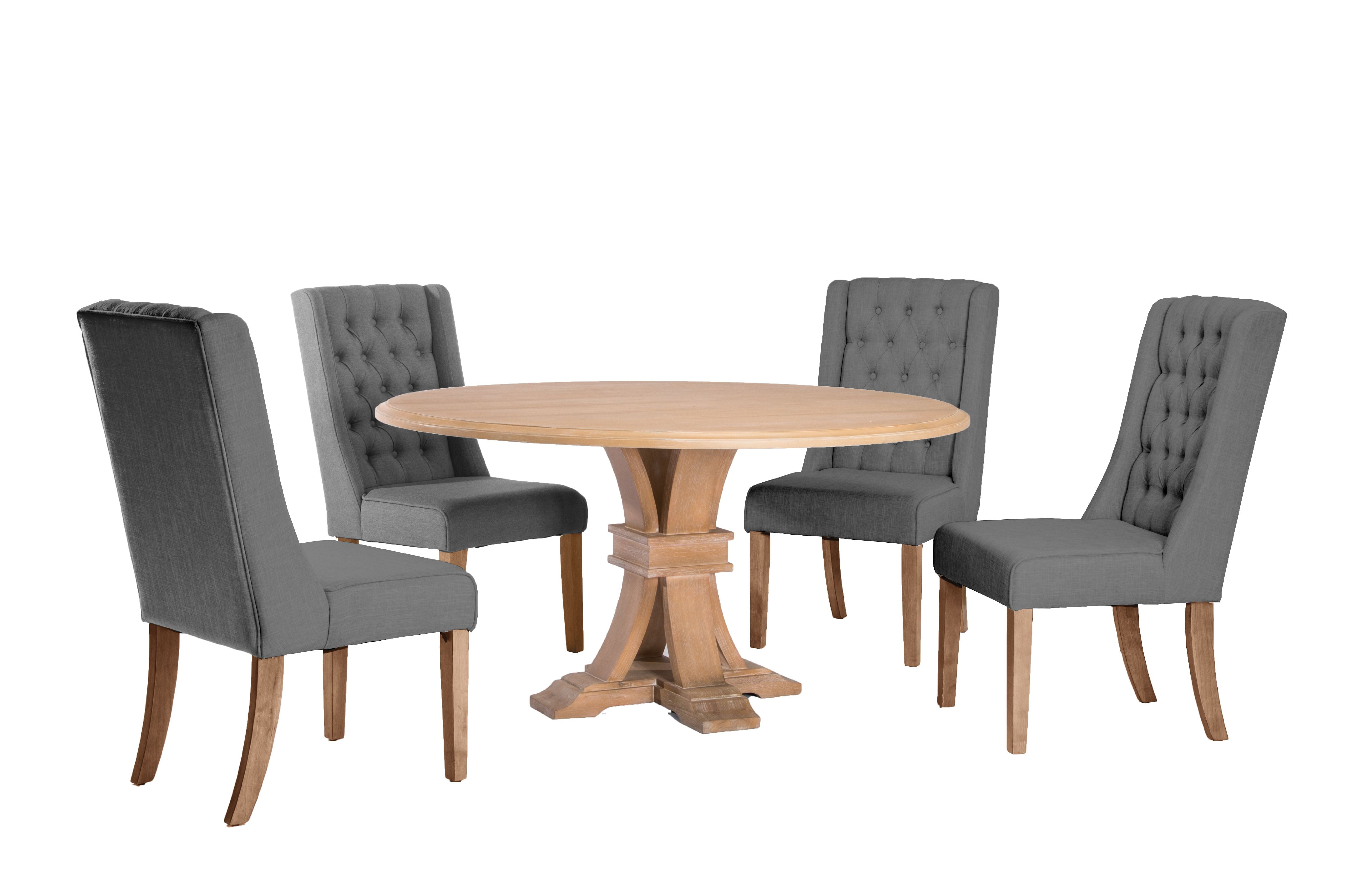 Best Quality Furniture 5pc Round Dining Set Natural Rustic w/Uph