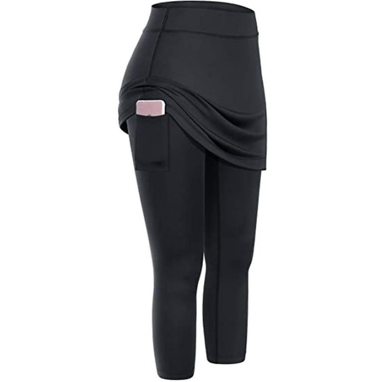 Cathalem Dress Yoga Pants for The Office with Pockets Elastic Sports  Legging Yoga Leggings Skirted High Waist Yoga Pants Pants Black XX-Large 