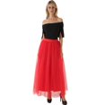 thumbnail image 3 of SWSMCLT Women's Long Skirt Pleated Tulle Skirt High Waist Halloween Layered A Line Flowy Casual Elegant Basic Tutu Skirt Red Small-X-Large, 3 of 4