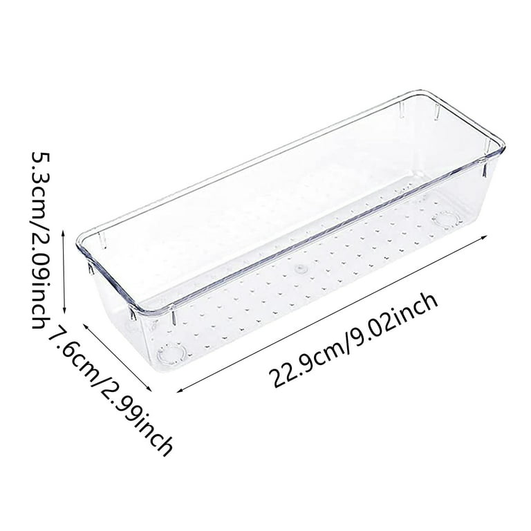 Acrimet Desk Drawer Organizer Box Tray Storage Bins Modular Divider for Home, Kitchen, Office and Storage (Clear Crystal Plastic) (4 Pack - 9.5 x