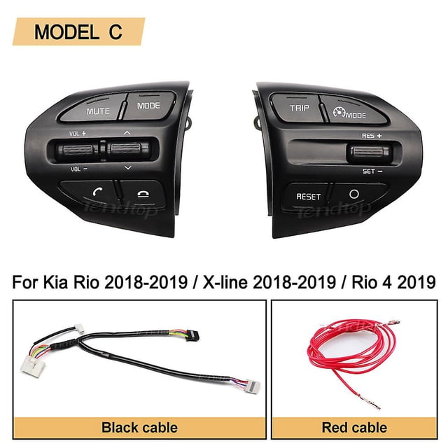 For Kia K2 Rio Ikslain August X-line Luxe Red Line Steering Wheel Cruise Control Button Bluetooth Audio Phone Volume Switch Car
