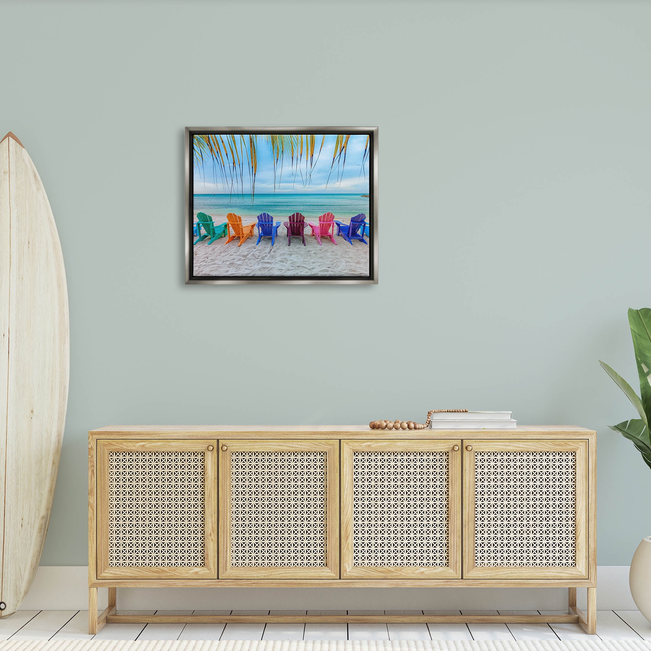 Stupell Industries Picturesque Tropical Summer Beach Photograph Luster Gray Floating Framed Canvas Print Wall Art, Design by Mary Lou Photography
