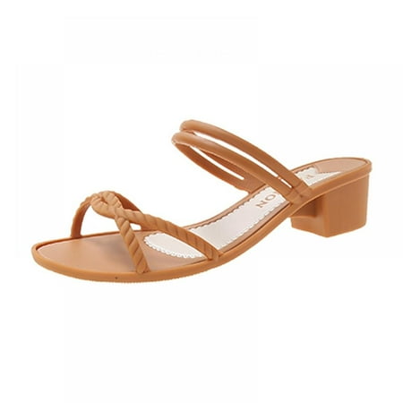 

Mules for Women - OpenToe Double Band Low Block Heel Sandals