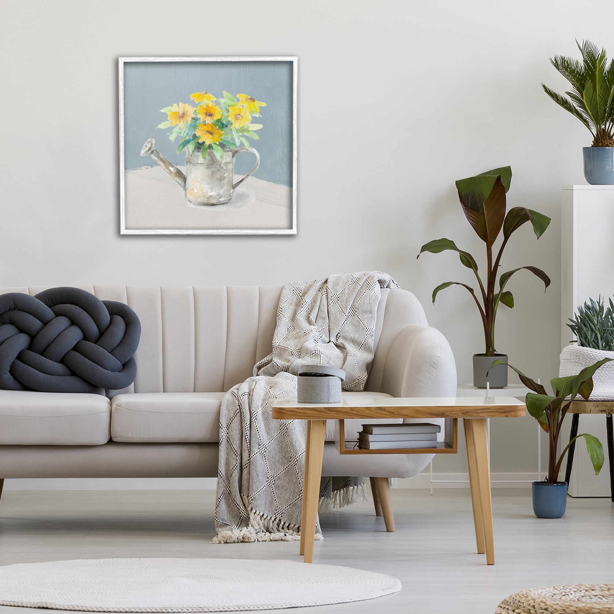 Stupell Industries Daisies in Watering Can White Framed Giclee Art, design by Lanie Loreth