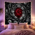 thumbnail image 2 of Red Peony in Spiral Floral Arrangement, Dramatic Dark Academia for Nature Lovers, Black and Gray Botanical Art, Birthday Gift, Tapestry Wall Hanging for Bedroom and Living Room, 2 of 7