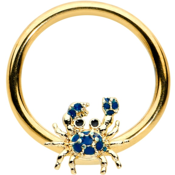Body Candy Womens 16G PVD Steel Blue Crab Captive Nipple Horseshoe Nose Cartilage BCR Captive Ring 3/8