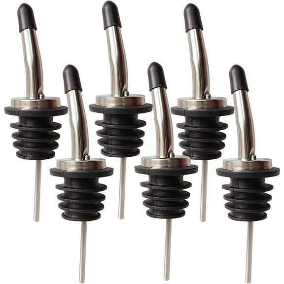 6 Pcs Oil Spout Liquor Pourers Bottle Spout Speed Pourer Olive Oil and Vinegar Stopper Spout for About 3/4" Bottle Mouth, with Dust Caps