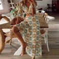 thumbnail image 1 of VOSS Robe de Vacances Pliante à Col Imprimé Tendance pour Femmes Grande Ceinture Ourlet Robe, 1 of 8