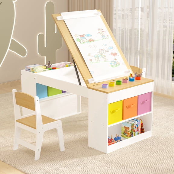 Reasea Kids Adjustable Activity Table and Chair Set,Kids Activity Center