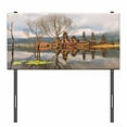thumbnail image 3 of Balinese Headboard, Forest Trees Building Cloudy Sky Reflection on Tamblingan Lake Bali Landscape, Upholstered Decorative Metal Bed Headboard with Memory Foam, Twin Size, Brown and Grey, by Ambesonne, 3 of 4