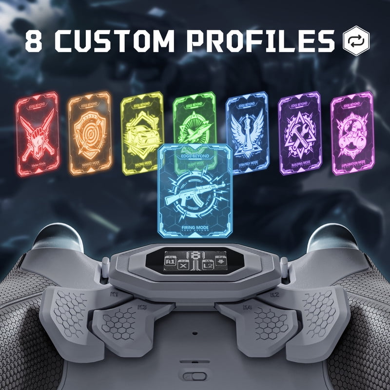 eXtremeRate BEYOND Kit for PS5 Edge - OLED Display Paddles w/ 4 Remappable Buttons & Rubberized Grip (New Hope Gray & Classic Gray)
