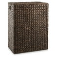 thumbnail image 4 of Large Laundry Hamper with Lid and Removable Liner Bag - Espresso, Woven Water Hyacinth Rectangular Laundry Basket Sorter for Clothes and Towels, 4 of 7