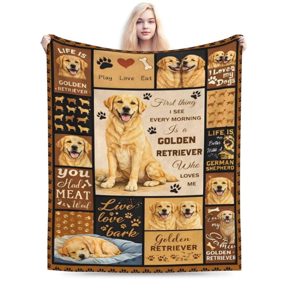 Golden Retriever Blanket Gift Throw Blanket Golden Retriever Pattern Blanket Cozy Soft Home Decor Gift for Dog Lovers Dog Moms 50x40