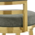 thumbnail image 5 of Madrid Bar Stool 26" Seat Height Swivel with Gold Brushed Stainless Steel and Vintage Gray Faux Leather, 5 of 13