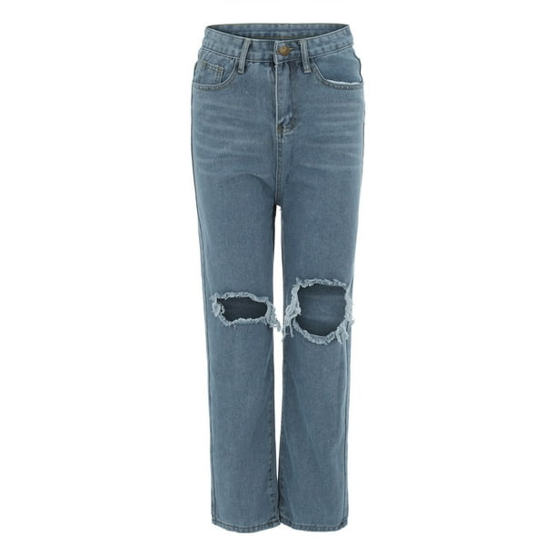 Aligament Plus Size Pants For Women Ripped Boyfriend Jeans