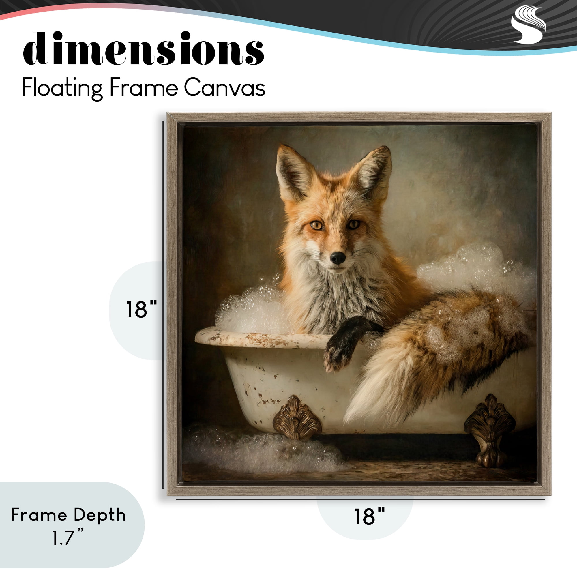 Stupell Industries Red Fox Bubble Bath Brown Framed Floater Canvas Wall Art, design by Tina LeCour