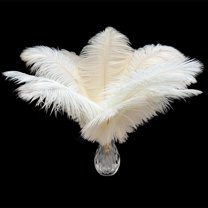 Piokio 40 pcs Natural White Ostrich Feathers 12-14 inch(30-35 cm) Bulk for Wedding Party Centerpieces and DIY Clothes Decoration, Gatsby Decorations