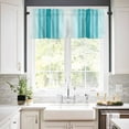 thumbnail image 2 of Hokiten Rod Pocket Curtain Valance, Turquoise Ombre Stripe Farmhouse Window Valance for Living Room, Bedroom, Kitchen Farmhouse Simple Striped 42"W x 12"L, 2 of 8
