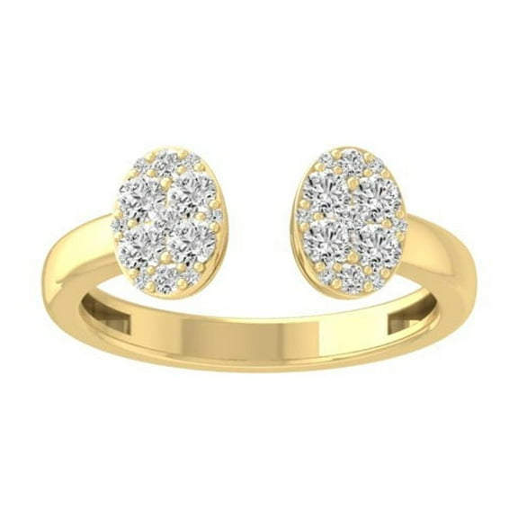 Araiya Fine Jewelry 14K Yellow Gold Round-shape Diamond Cat Heart Ring (1/2 Cttw, I-J Color, I2-I3 Clarity) Size 8