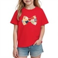 thumbnail image 3 of Piuwrlz Girls Short T-Shirts Kids Graphic Shirts Tops Cotton Pullover Red Size 7 Years, 3 of 10