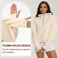 thumbnail image 4 of Xidunhg Women's Hoodies Half Zip Long Sleeve Fleece Lined Crop Pullover Sweatshirts with Pockets Thumb Hole Apricot L, 4 of 10