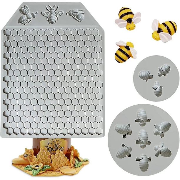 Molde de silicona de 3 cavidades con forma de abeja LANNMXG