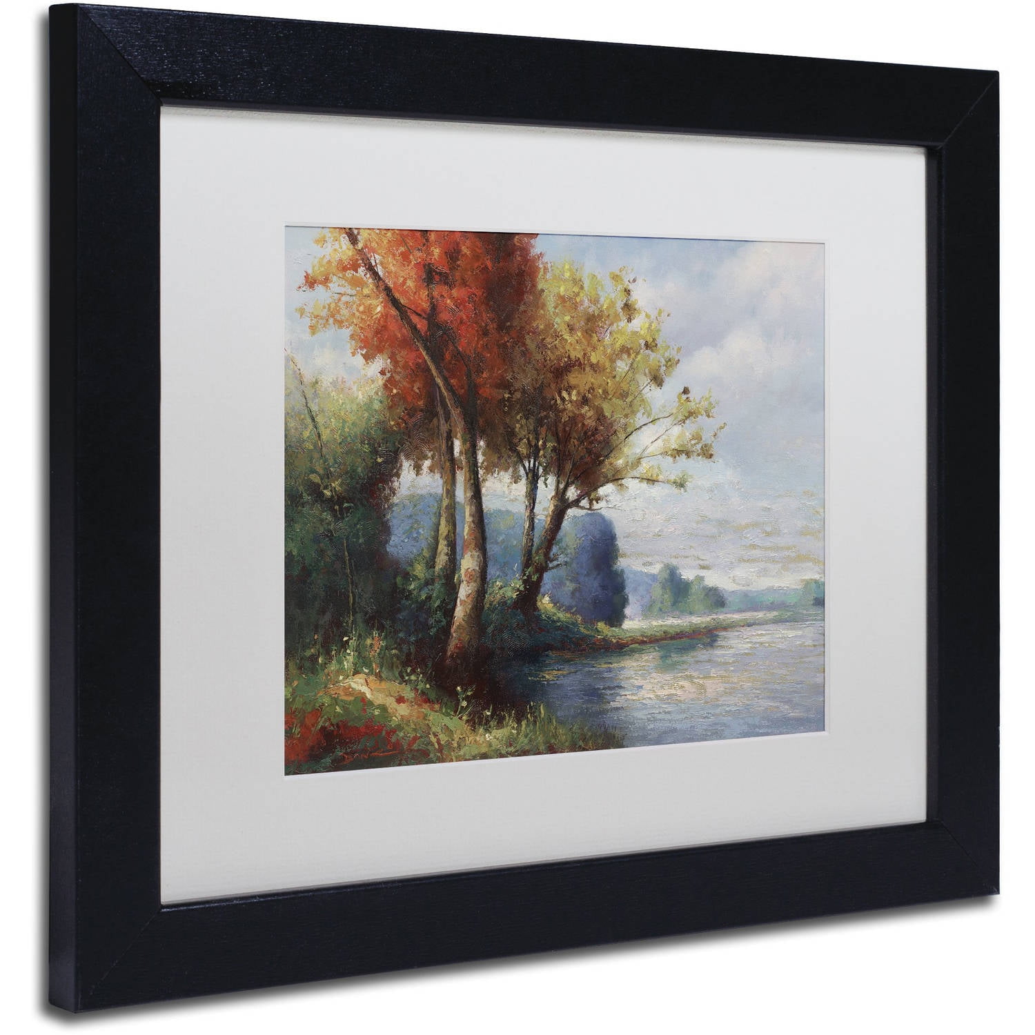 Trademark Fine Art "Corot Tribute" Canvas Art by Daniel Moises, White Matte, Black Frame