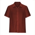 thumbnail image 5 of Dagegui Mens Cotton Linen Shirts Solid Casual Loose Fit T-Shirts Short Sleeve Button Down Lapel Shirt Tops Big and Tall Homewear Tees Today Sales Wine,XL, 5 of 6