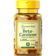 Puritan's Pride Beta-Carotene Provitamin A Softgels, 10,000 IU, 100 Ct