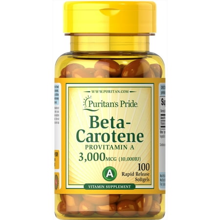 Puritan's Pride Beta-Carotene Provitamin A Softgels, 10,000 IU, 100