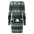 thumbnail image 3 of Women Christmas Outfit Women's Festive Holiday Printed Mini Dress with Long Sleeve Round Neck Above Knee Casual Fit White S, 3 of 6