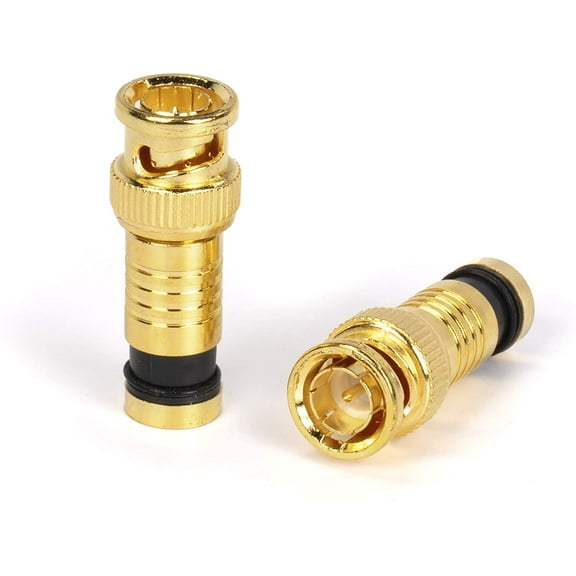 THE CIMPLE CO - BNC Compression Connector - for RG6 Coaxial Cable - Gold, SDI, CCTV - 100 Pack