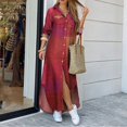 thumbnail image 1 of Tralilbee Robe Chemise Longue pour Femmes à Col Rabattu Été Élégante à Boutons Robe de Soirée Décontractée Printemps à Manches Longues Robe Maxi de Plage, 1 of 2