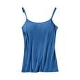 thumbnail image 2 of GlTpooo Women's Cami With Built-In Shelf Bra Plus Stretch with Adjustable Spaghetti Straps Basic Undershirt Layer Tank Top Blue XL, 2 of 4