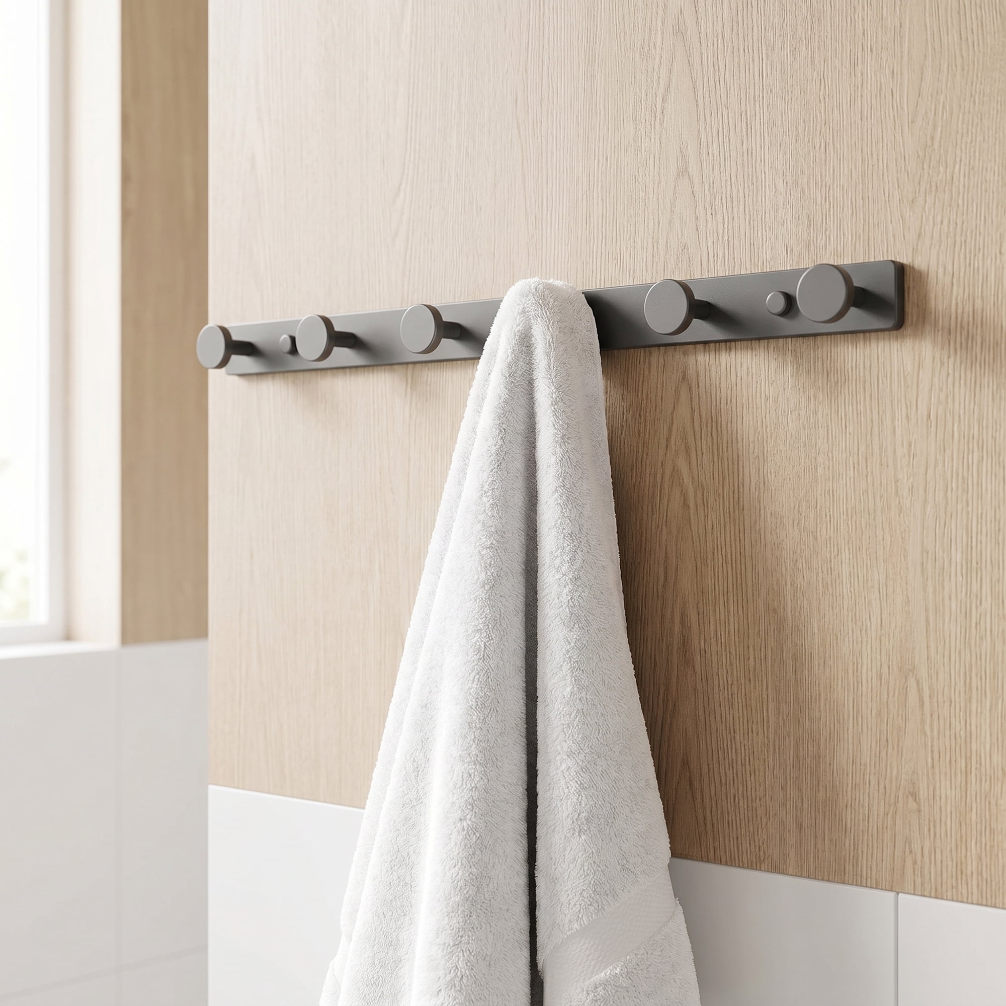 Unique Bargains Coat Rack Wall Mount Aluminum Hook Hat Rack for Entryway Gray 19.3" x 1.2"